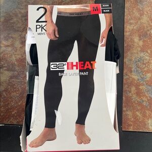 32 Degrees Men's Black Heat Base Layer Pants - 2 Pack med. NWT